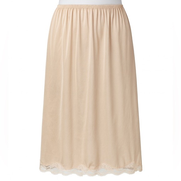 VTG 80s Hanes Her Way Half Slip M Lace Trim Hem Silhouette Lace Coquette Fairy - Picture 2 of 9